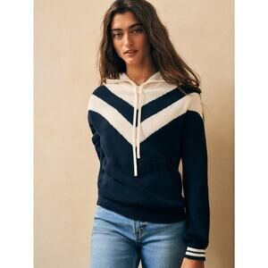 NWT Faherty Women's Varsity Blues White Throwback Sweater Hoodie Size Small